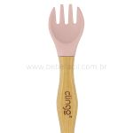 Talher Duplo de Bambu e Silicone Green Multi Rosa (6m+) - Clingo