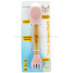 Talher Duplo de Bambu e Silicone Green Multi Rosa (6m+) - Clingo