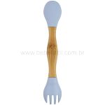 Talher Duplo de Bambu e Silicone Green Multi Azul (6m+) - Clingo