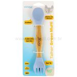 Talher Duplo de Bambu e Silicone Green Multi Azul (6m+) - Clingo