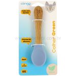 Colher de Treinamento de Bambu e Silicone Green Azul (6m+) - Clingo