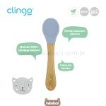 Colher de Treinamento de Bambu e Silicone Green Azul (6m+) - Clingo