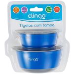 Kit 2 Tigelas com Tampa Colors Azul (6m+) - Clingo