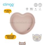 Prato em Silicone com Ventosa Flex Coração Rosa (6m+) - Clingo