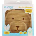 Prato de Bambu com Divisórias e Ventosa Urso Green (6m+) - Clingo