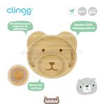 Prato de Bambu com Divisórias e Ventosa Urso Green (6m+) - Clingo