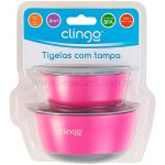 Kit 2 Tigelas com Tampa Colors Rosa (6m+) - Clingo