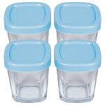 Potes de Vidro p/ Leite Materno & Papinha 150ml 4un Azul - Clingo