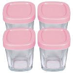 Potes de Vidro p/ Leite Materno & Papinha 150ml 4un Rosa - Clingo