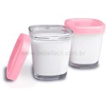 Potes de Vidro p/ Leite Materno & Papinha 150ml 4un Rosa - Clingo