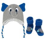 Kit Touca e Meia Soquete para bebê em lã Elefantinho - Puket