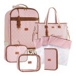 Mala com rodinhas + Bolsa + 2 Necessaires + 3 Saquinhos + Porta Carteira de Vacinação Bella Rosa - Just Baby
