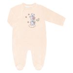 Macacão longo c/ zíper para bebê em plush Ursinha Love - Anjos Baby