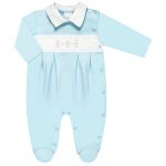 Macacão longo c/ golinha para bebê em suedine Gêmeos Coelhos Azul - Anjos Baby
