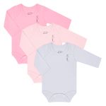 Pack: 3 Bodies manga longa em suedine Pink/Rosa/Branco - Junkes Baby