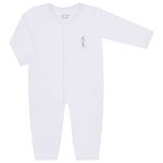 Macacão longo para bebê em suedine Branco - Junkes Baby