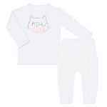 Blusão c/ Calça saruel para bebê em malha canelada Miau - Junkes Baby