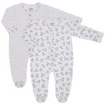 Pack 2 Macacões longos para bebê em suedine Floral - Junkes Baby