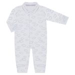 Macacão longo c/ golinha para bebê em suedine Nuvens - Junkes Baby