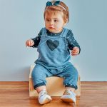 Jardineira c/ Body longo para bebê em suedine Love - Baby Gut