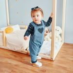 Jardineira c/ Body longo para bebê em suedine Love - Baby Gut