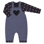 Jardineira c/ Body longo para bebê em suedine Love - Baby Gut