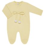 Macacão longo c/ Body longo para bebê em malha Amarelo Poá - Kidstar