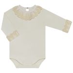 Macacão longo c/ Body longo para bebê em malha Amarelo Poá - Kidstar