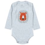 Kit: Body longo + Body curto + Calça para bebê em algodão Big Roar Leão - Orango Kids