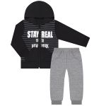 Blusão capuz c/ Calça para bebê em moletom Stay Real New York - Orango Kids