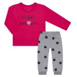 Blusão capuz c/ Calça para bebê em moletom Mon Amour - Orango Kids