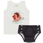 Regata c/ Cobre fralda para bebe em fleece Safari - Petit