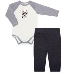 Body longo c/ Calça para bebê em fleece Husky - Petit