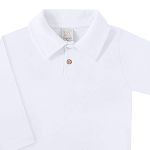 Body Polo manga longa para bebê em suedine Branco - Pingo Lelê