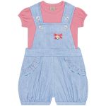 Jardineira c/ Body curto para bebê em cotton Denim - Pingo Lelê