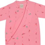 Macacão longo c/ Touca para bebê em suedine Flamingo Rosa - Pingo Lelê
