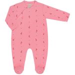Macacão longo c/ Touca para bebê em suedine Flamingo Rosa - Pingo Lelê