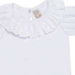 Body babadinhos para bebê em suedine Laise Branco - Pingo Lelê