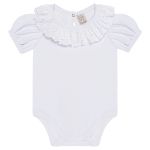 Body babadinhos para bebê em suedine Laise Branco - Pingo Lelê