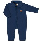 Macacão longo c/ golinha para bebê em cotton Jeans - Pingo Lelê