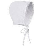 Vestido Batizado c/ Touquinha para bebê em cambraia Pala Bordada Branco - Roana