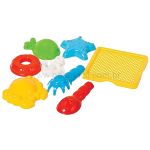 Baldinho de Praia com Moldes e Pá Amarelo (18m+) - Mercotoys