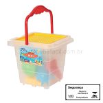Baldinho de Praia com Moldes e Pá Amarelo (18m+) - Mercotoys