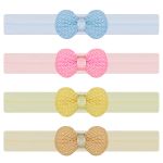 Kit 4 Faixas de Cabelo recém-nascido Laço crochê Azul/Rosa/Amarela/Bege