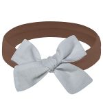 Kit 3 Faixas de Cabelo Laço algodão Mostarda/Cinza/Branca