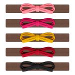 Kit 5 Faixas de Cabelo recém-nascido Laço camurça Rosa/Pink/Amarela/Vermelha/Preta