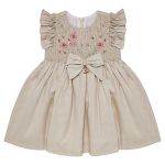 Vestido Casinha de Abelha para bebê Flores Bege - Roana