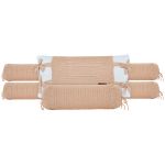 Kit Berço: Rolinhos Laterais + Rolinho Cabeceira + Almofada Retangular Tricot Links Blond - Aime