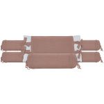 Kit Berço: Rolinhos Laterais + Rolinho Cabeceira + Almofada Retangular Tricot Bubbles Rosa Antigo - Aime