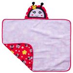 Toalha c/ capuz atoalhado e forro em fralda para bebê Joaninha Funny - Baby Joy